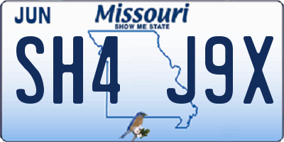 MO license plate SH4J9X
