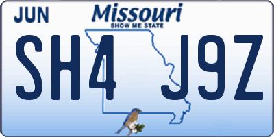 MO license plate SH4J9Z
