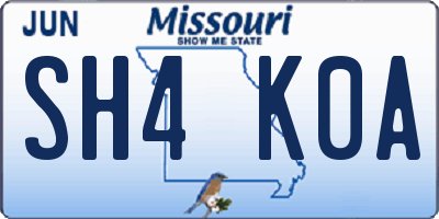 MO license plate SH4K0A
