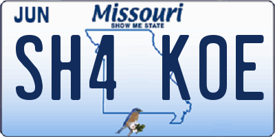 MO license plate SH4K0E