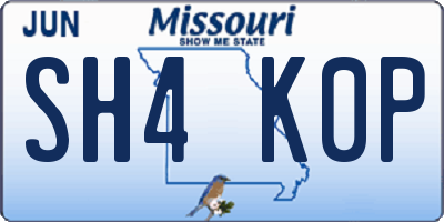 MO license plate SH4K0P