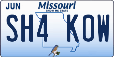MO license plate SH4K0W