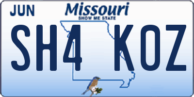 MO license plate SH4K0Z