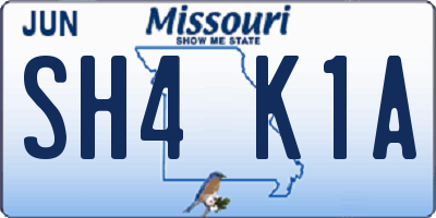 MO license plate SH4K1A