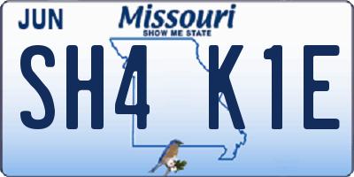 MO license plate SH4K1E