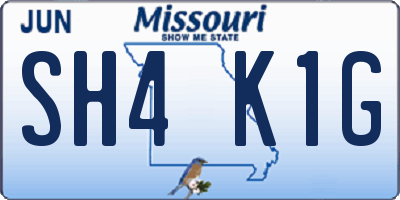 MO license plate SH4K1G