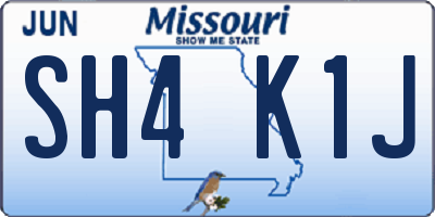 MO license plate SH4K1J