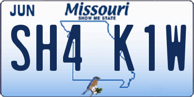 MO license plate SH4K1W