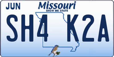 MO license plate SH4K2A