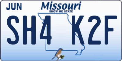 MO license plate SH4K2F