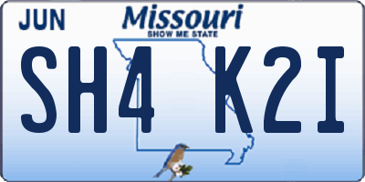 MO license plate SH4K2I