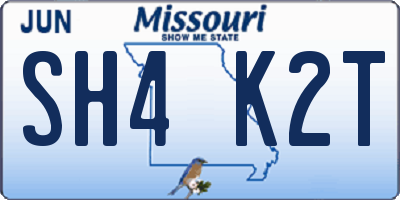 MO license plate SH4K2T