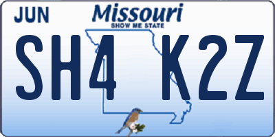 MO license plate SH4K2Z