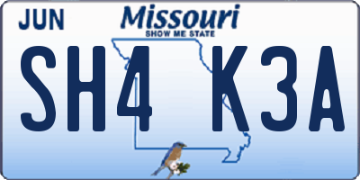 MO license plate SH4K3A