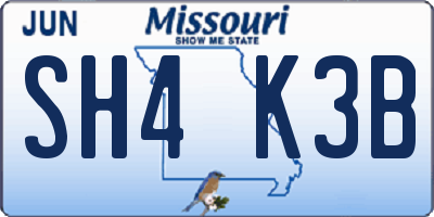 MO license plate SH4K3B