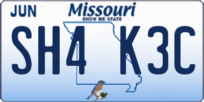 MO license plate SH4K3C