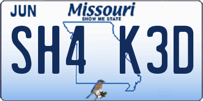 MO license plate SH4K3D