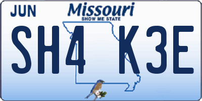 MO license plate SH4K3E