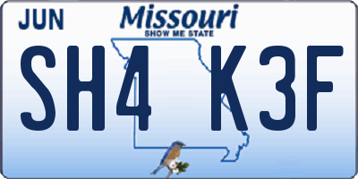 MO license plate SH4K3F