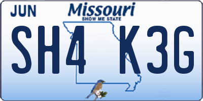 MO license plate SH4K3G