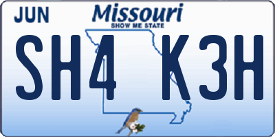 MO license plate SH4K3H