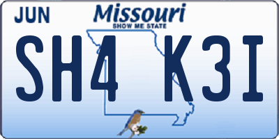 MO license plate SH4K3I