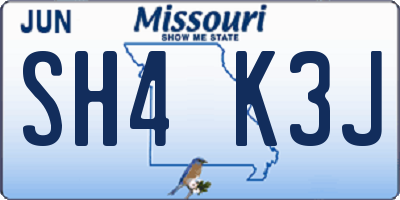 MO license plate SH4K3J