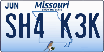MO license plate SH4K3K