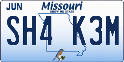 MO license plate SH4K3M