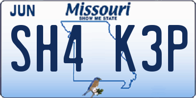 MO license plate SH4K3P