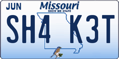 MO license plate SH4K3T