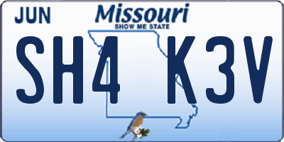 MO license plate SH4K3V