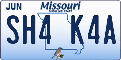 MO license plate SH4K4A