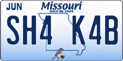 MO license plate SH4K4B