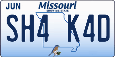 MO license plate SH4K4D