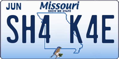 MO license plate SH4K4E