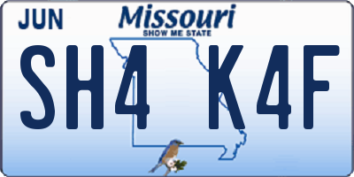 MO license plate SH4K4F