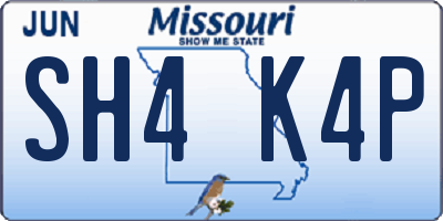 MO license plate SH4K4P