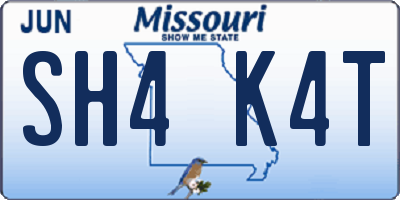 MO license plate SH4K4T