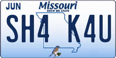 MO license plate SH4K4U