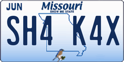 MO license plate SH4K4X