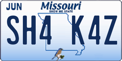MO license plate SH4K4Z