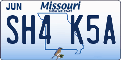 MO license plate SH4K5A