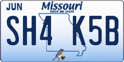 MO license plate SH4K5B