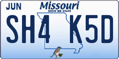 MO license plate SH4K5D