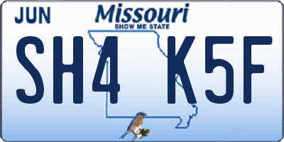 MO license plate SH4K5F
