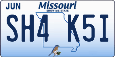 MO license plate SH4K5I