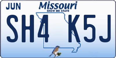 MO license plate SH4K5J