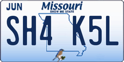 MO license plate SH4K5L