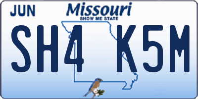 MO license plate SH4K5M